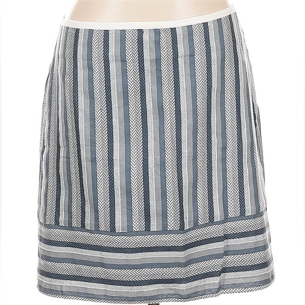 LOFT Blue and White Striped Skirt
